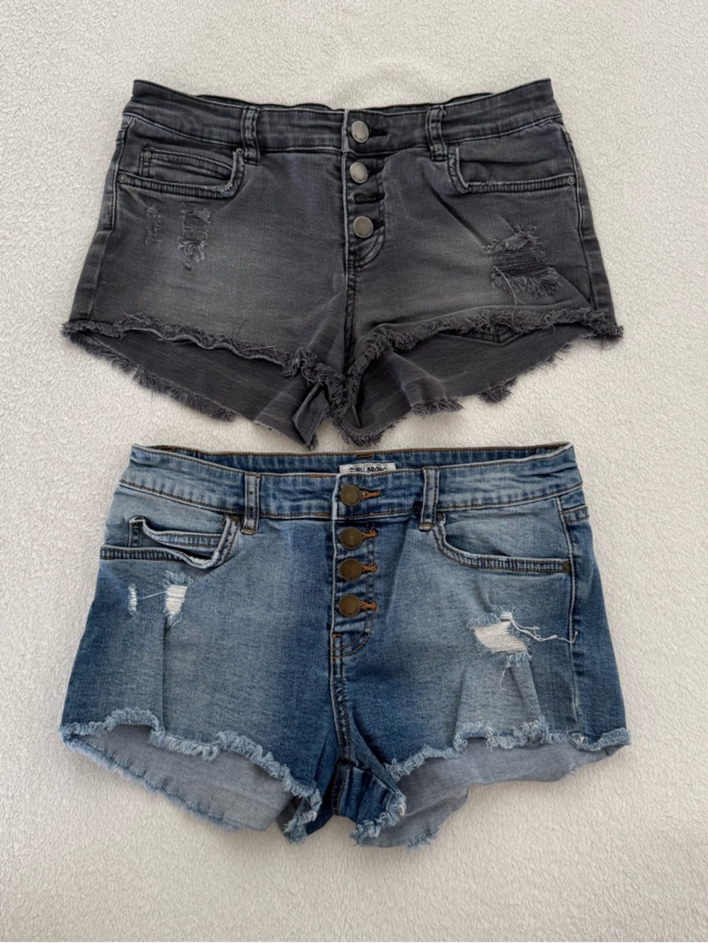 Billabong Bundle Distressed Button-Fly Denim Shorts in Black & Blue